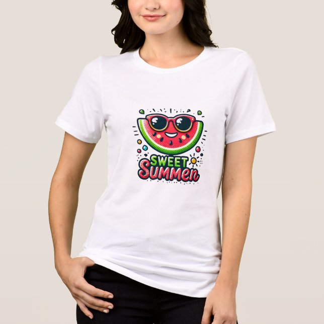 Camiseta Triblenda Hola verano - Kawaii Summer Tee para mujeres y tee (Anverso)