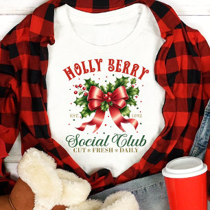 Camiseta Triblenda Holly Berry Social Club Navidades Bow Coquette