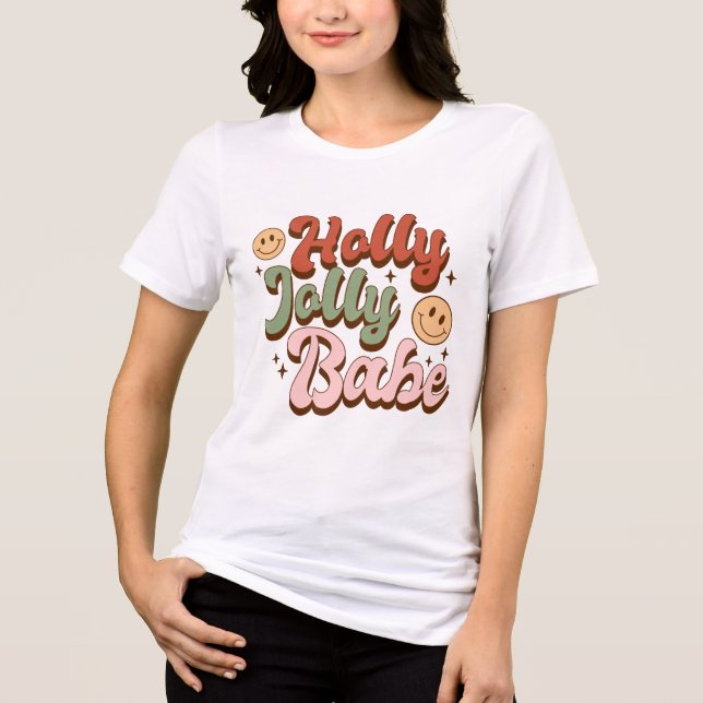Camiseta Triblenda Holly Jolly Baby and Retro Happy Face Navidades (Anverso)