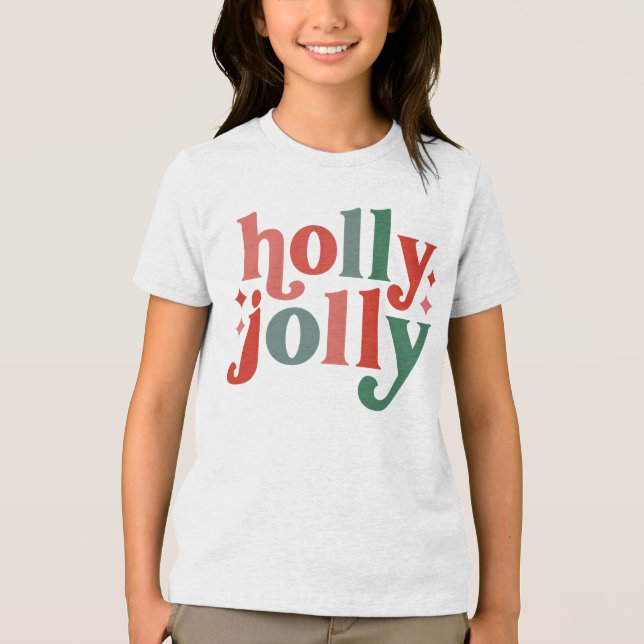 Camiseta Triblenda Holly Jolly - Tipografía de vacaciones retro (Anverso)
