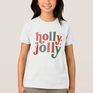 Camiseta Triblenda Holly Jolly - Tipografía de vacaciones retro