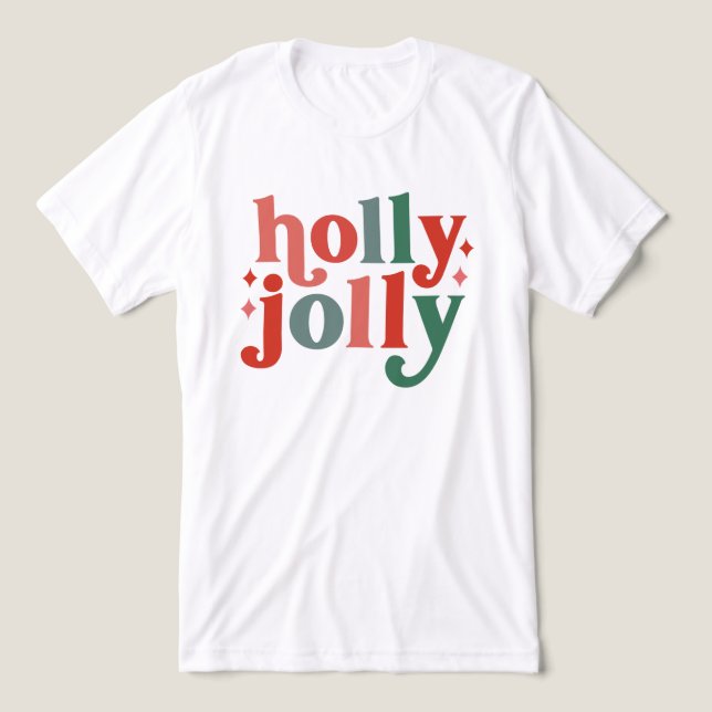 Camiseta Triblenda Holly Jolly - Tipografía de vacaciones retro (Diseño delantero )