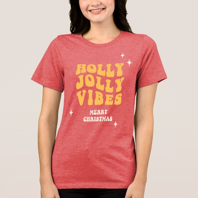 Camiseta Triblenda Holly Jolly Vibes - Feliz Navidad (Anverso)
