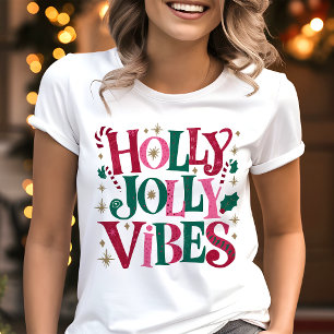 Camiseta Triblenda Holly Jolly Vibes Navidades Retro