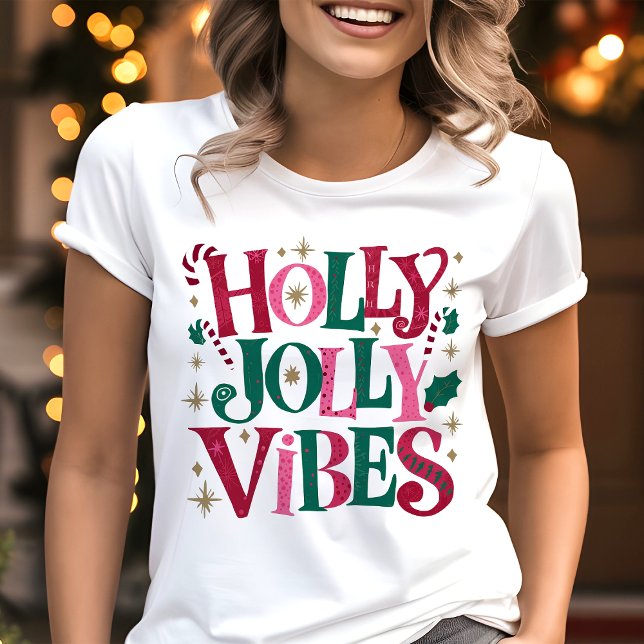 Camiseta Triblenda Holly Jolly Vibes Navidades Retro (Subido por el creador)
