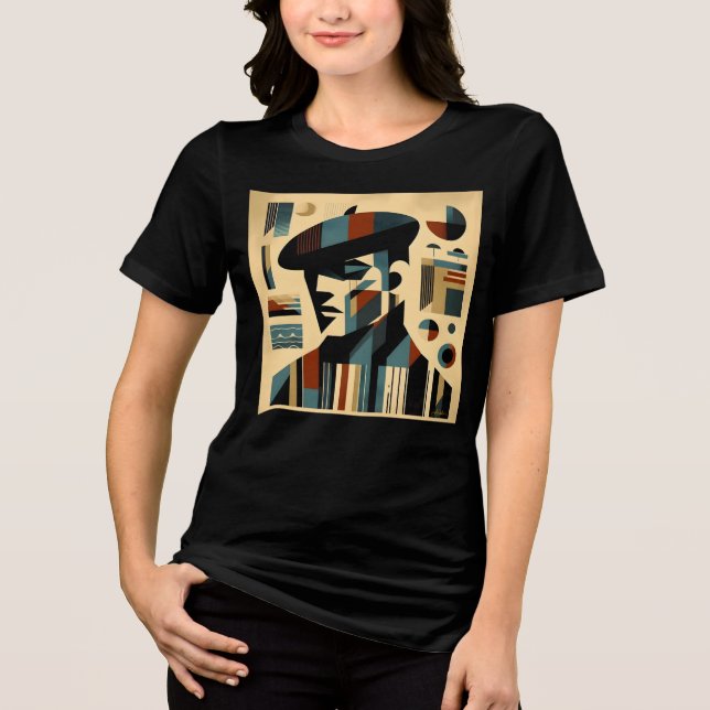 Camiseta Triblenda Hombre De Arte Moderno De Mediados Del Siglo Con B (Anverso)