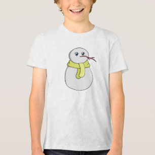 Camiseta Triblenda Hombre de nieve usando una bufanda amarilla