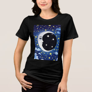 Camiseta Triblenda Hombre en la luna con fondo estrellado