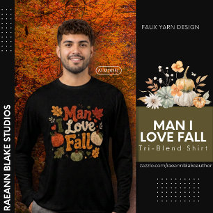 Camiseta Triblenda Hombre Me Encanta Otoño Falso Hilo Bella+Canvas