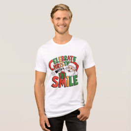 Camiseta Triblenda Hombres Lindos Celebran Navidad Santa Sonríe TriBl