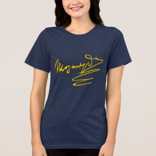 CAMISETA TRIBLENDA HOMENAJE A MOZART 3D FIRMA DEL COMPOSITOR EN ORO