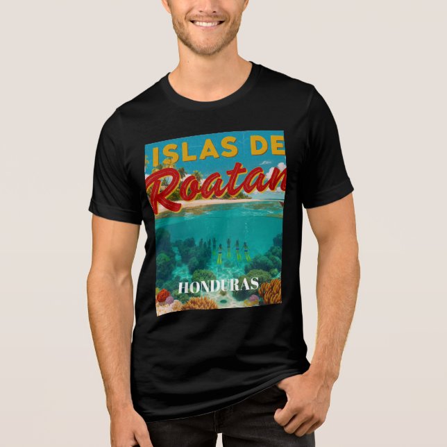 Camiseta Triblenda  Honduras ISLAS DE ROATAN Retro poster (Anverso)