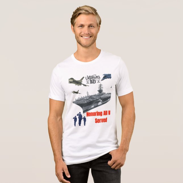 Camiseta Triblenda Honrando al poderoso militar blanco (Anverso Completo)