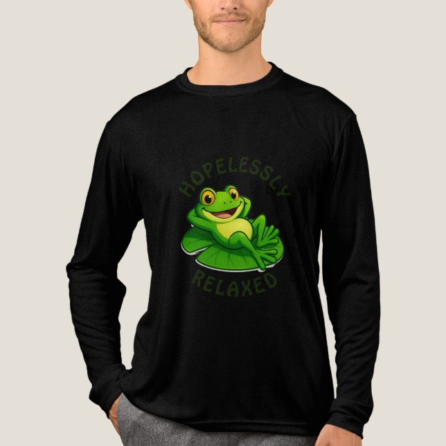 Camiseta Triblenda Hopelessly Relaxed Frog – Chill and Carefree Vibes (Anverso)