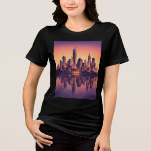 Camiseta Triblenda Hora Dorada Silueta de Ciudad Moderna – Urbano Min