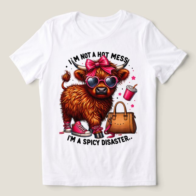 Camiseta Triblenda Hot Mess, Funny Highland Cow (Diseño delantero )