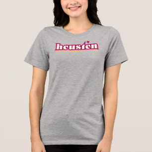 Camiseta Triblenda Houston Texas, marrón, rosa, amarillo