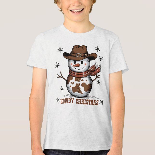 Camiseta Triblenda Howdy Christmas Snowman  (Anverso)