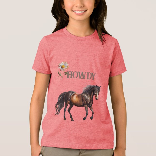 Camiseta Triblenda Howdy Horse Daisy Flower (Anverso)
