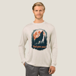 Camiseta Triblenda Howling Wolf Full Moon Find Your Pack Quote