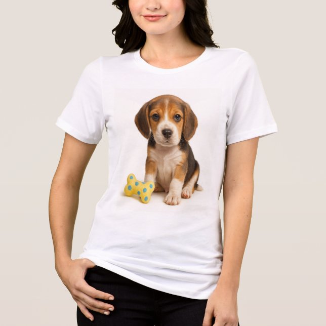 Camiseta Triblenda Hueso para ser salvaje - Beagle Pup y Polka Dot (Anverso)