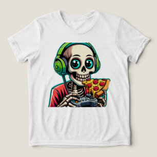 Camiseta Triblenda Huesos, pizza y juegos: Cuando un esqueleto sabe