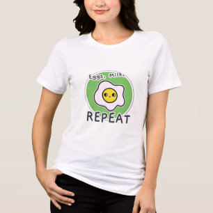 Camiseta Triblenda Huevos, Leche, Repetición De Pequeñas Marcas Domés