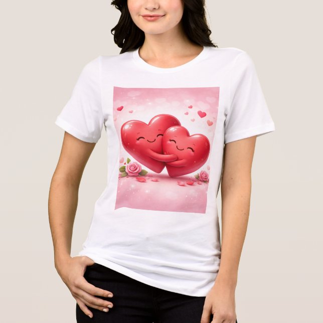 Camiseta Triblenda Hugging Hearts T-Shirt | Romantic Love Shirt with  (Anverso)