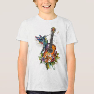Camiseta Triblenda Hummingbird Guitarra Música Floral Naturaleza Love