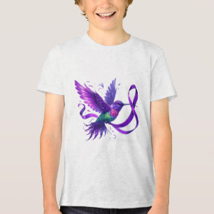 Camiseta Triblenda Hummingbird Holding Purple Ribbon Heimers Awarenes