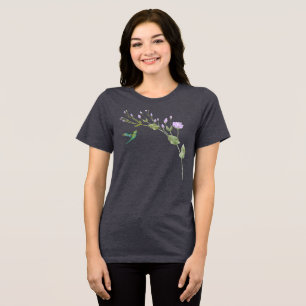 Camiseta Triblenda Hummingbird y Lisianthus