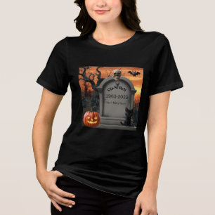 Camiseta Triblenda Humor de cementerio de Halloween "Cia N Hell"