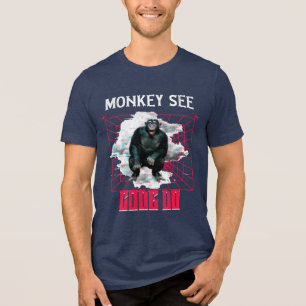 Camiseta Triblenda Humor de desarrollador web 'Mono ve código hace'