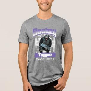 Camiseta Triblenda Humor de Programador se Ejecuta con Mono Escribien