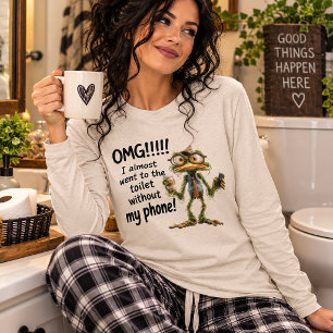 Camiseta Triblenda Humor de teléfono divertido casi se fue al baño si