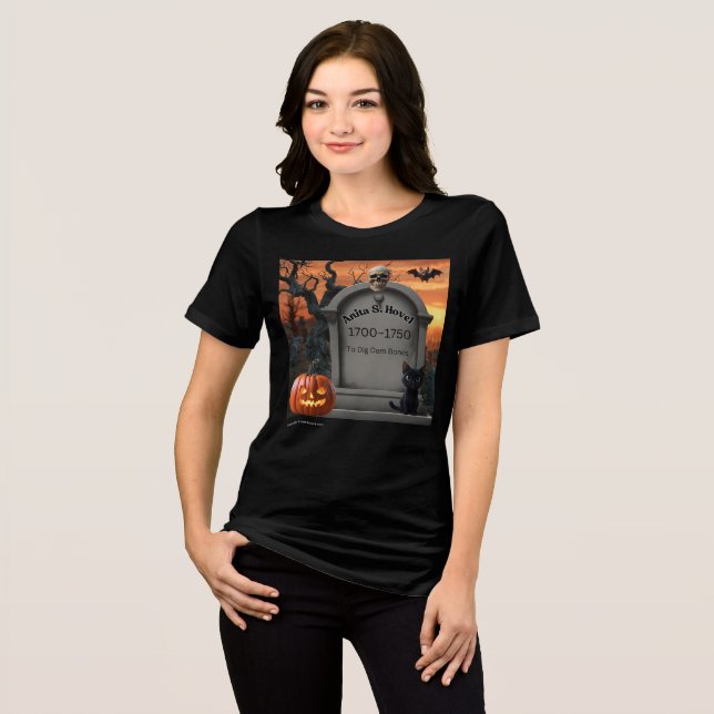 Camiseta Triblenda Humor en la cabeza de Halloween de "Anita S Hovel" (Anverso Completo)