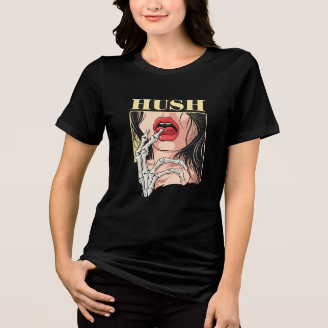 Camiseta Triblenda HUSH Graphic Women's T-Shirt – Bold Aesthetic Art  (Anverso)