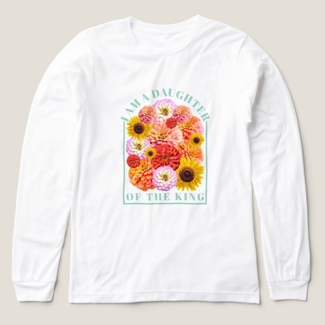 Camiseta Triblenda I Am a Daughter of The King Christian Floral Tri-B (Diseño frontal)