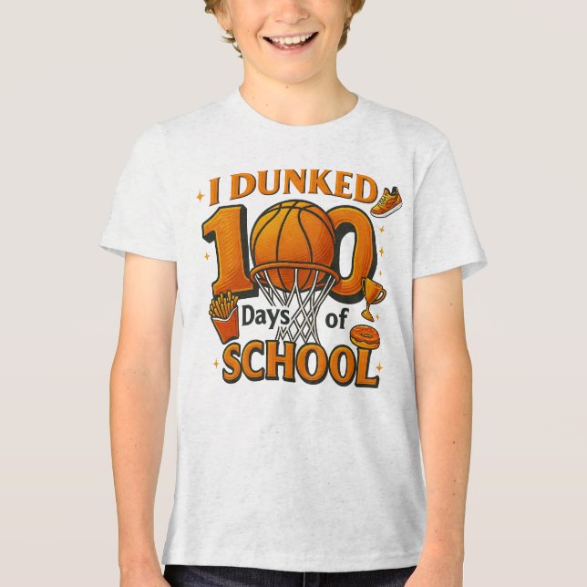 Camiseta Triblenda I Dunked 100 Days Of School Basketball Student (Anverso)