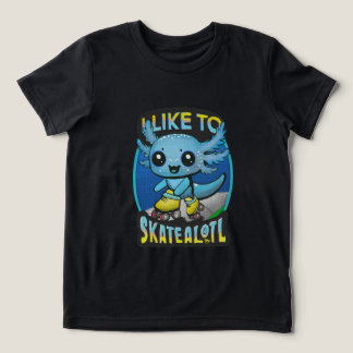 Camiseta Triblenda "I Like To Skatealotl" Roller Skating Axolotl Fun 