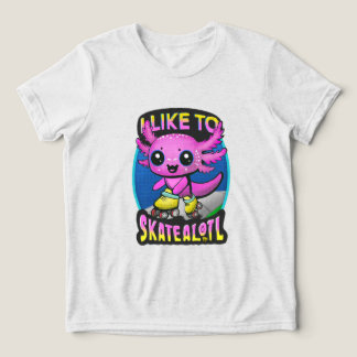 Camiseta Triblenda "I Like To Skatealotl" Roller Skating Axolotl Pink