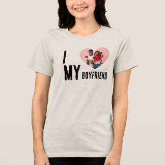 Camiseta Triblenda I Love My Boyfriend Heart Custom Photo Valentine 