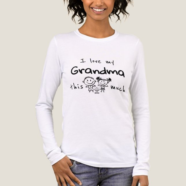 Camiseta Triblenda I Love my Grandma This Much Three Kids Graphic  (Anverso)