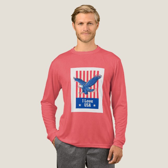 Camiseta Triblenda "I Love USA" Diseño de la bandera del águila (Anverso Completo)