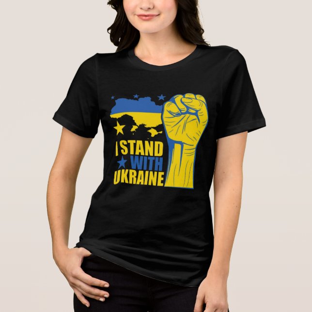 Camiseta Triblenda I stand with Ukraine. Support Ukraine. Tri-Blend S (Anverso)