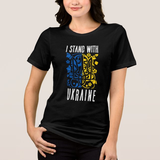 Camiseta Triblenda I stand with Ukraine. Trident of Ukraine.  (Anverso)