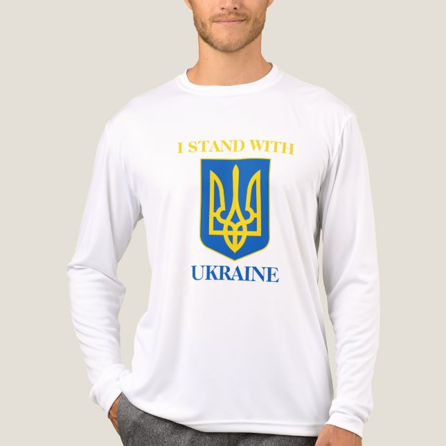 Camiseta Triblenda I Stand With Ukraine & Ukrainian Flag & Trident (Anverso )