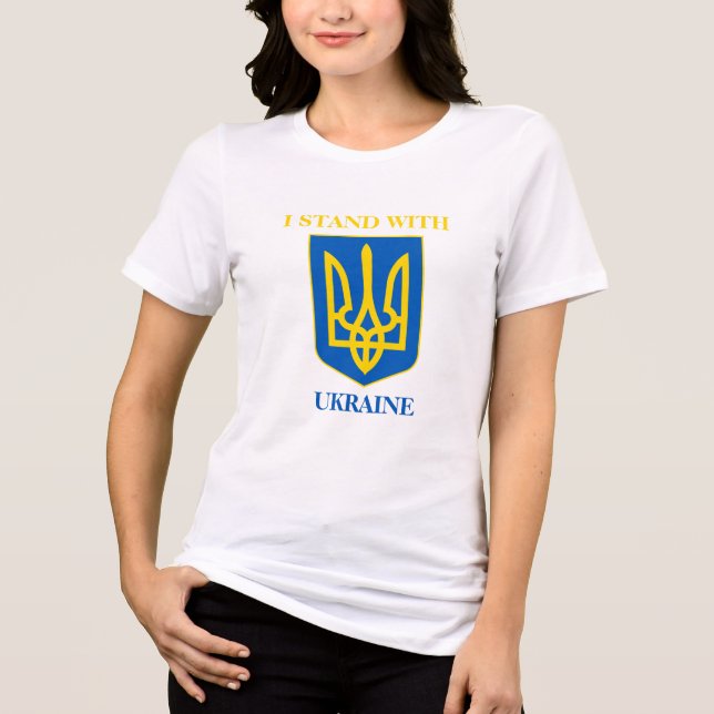Camiseta Triblenda I Stand With Ukraine. Ukrainian Flag & Trident (Anverso)