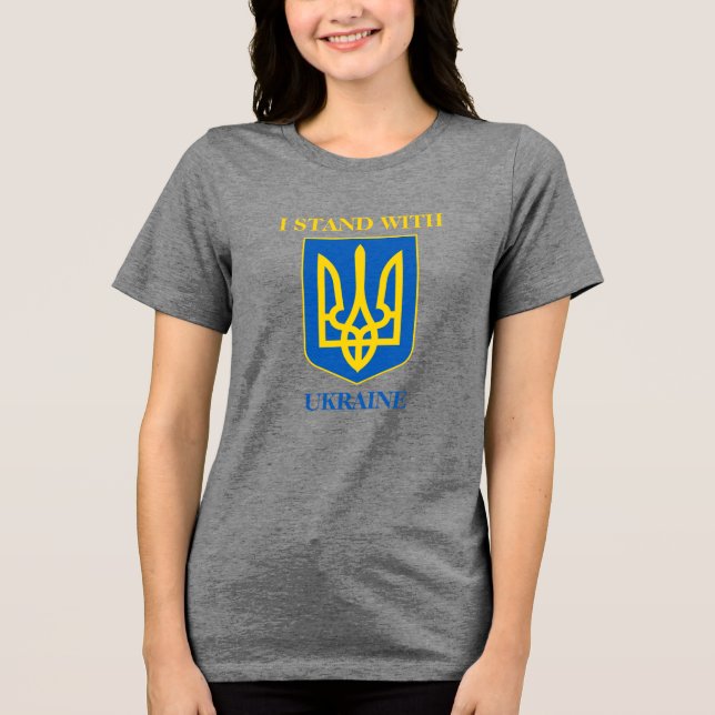 Camiseta Triblenda I Stand With Ukraine. Ukrainian Flag & Trident (Anverso)