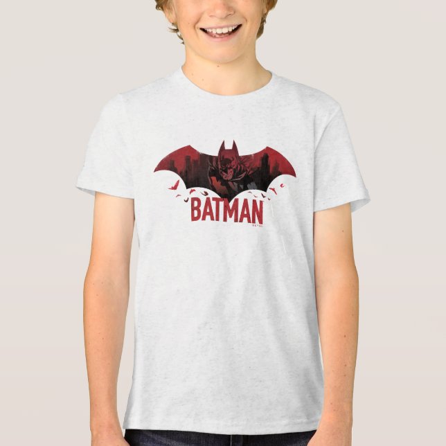 Camiseta Triblenda Icono de Batman Crimson Gotham (Anverso)